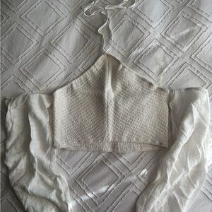 Blue Blush Cream Textured Blouse